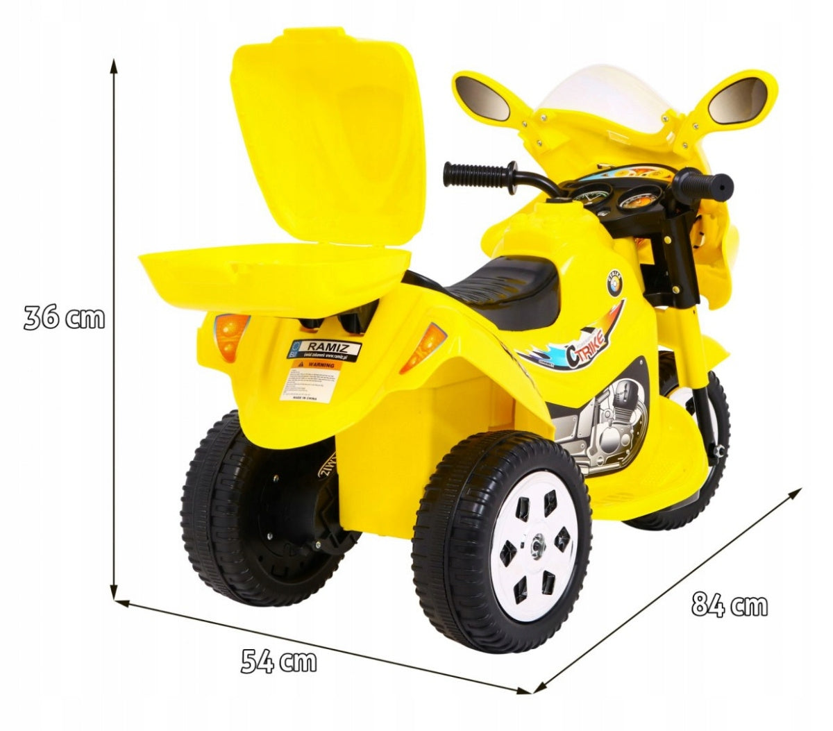 Tricycle motorbike BJX-088 electric for the youngest Yellow Sounds Brand Ramiz