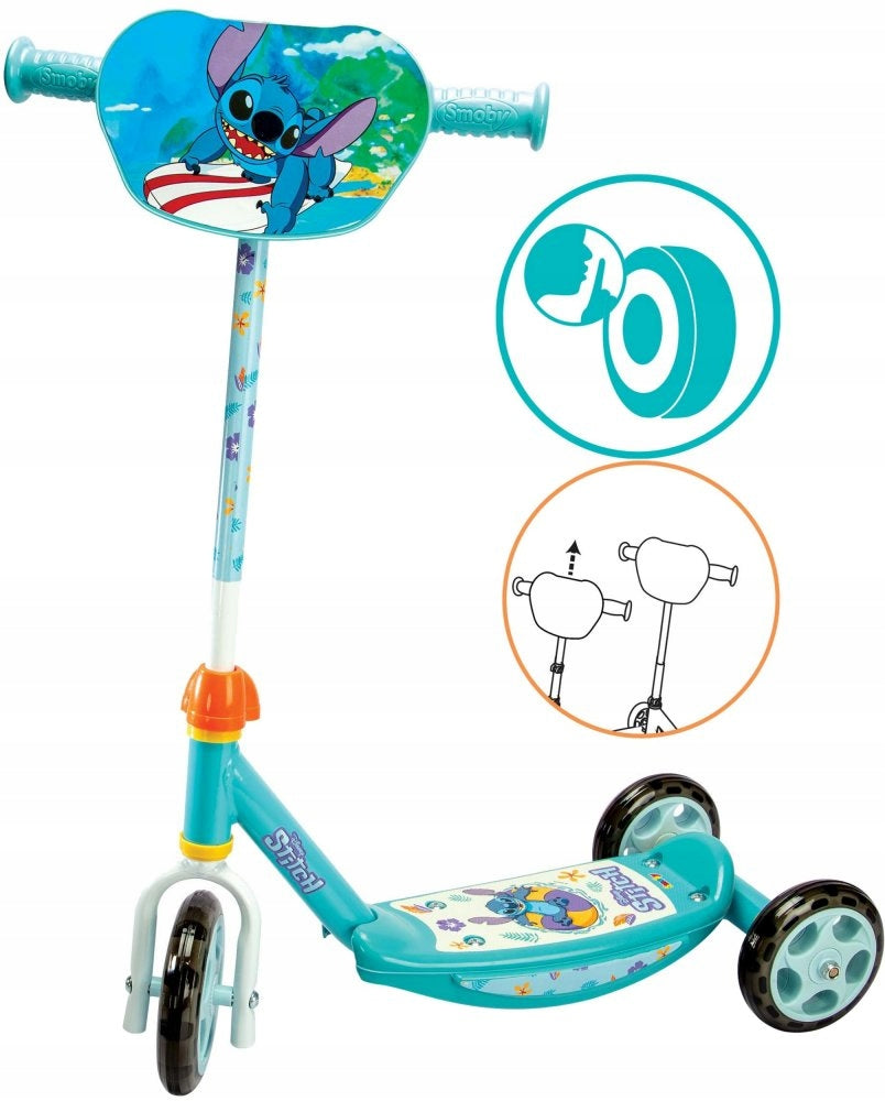 Tricycle scooter STITCH Disney quiet wheels Three-wheeled Smoby Brand Smoby