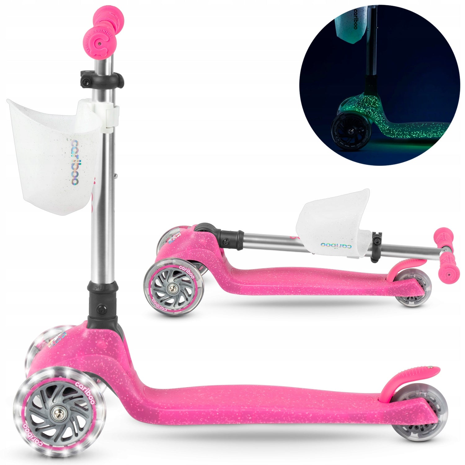 Tricycle scooter folding LED wheels glow-in-the-dark CARIBOO GHOST