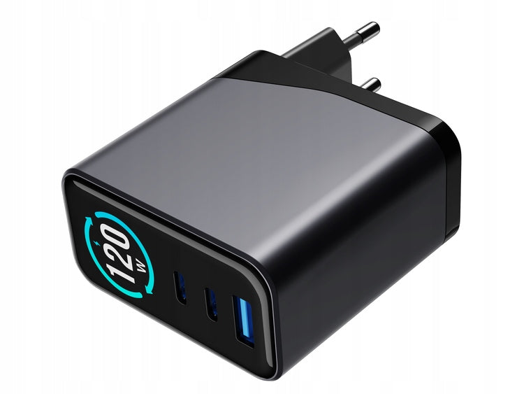 Triple USB Charger 120W Fast QC PD GaN With Encore Energy Display Manufacturer code MD-12083Z