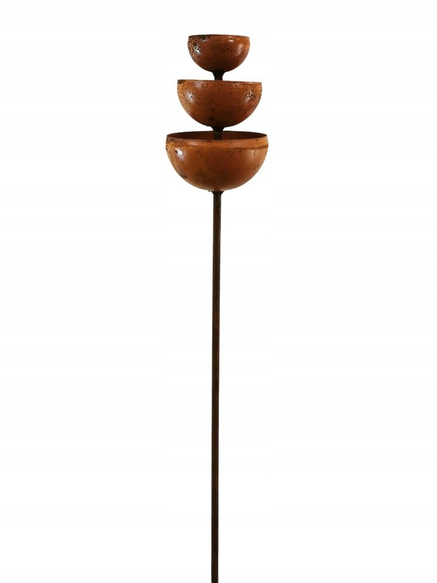 Triple drinker for birds 75 cm - garden figurine made of metal | RUST