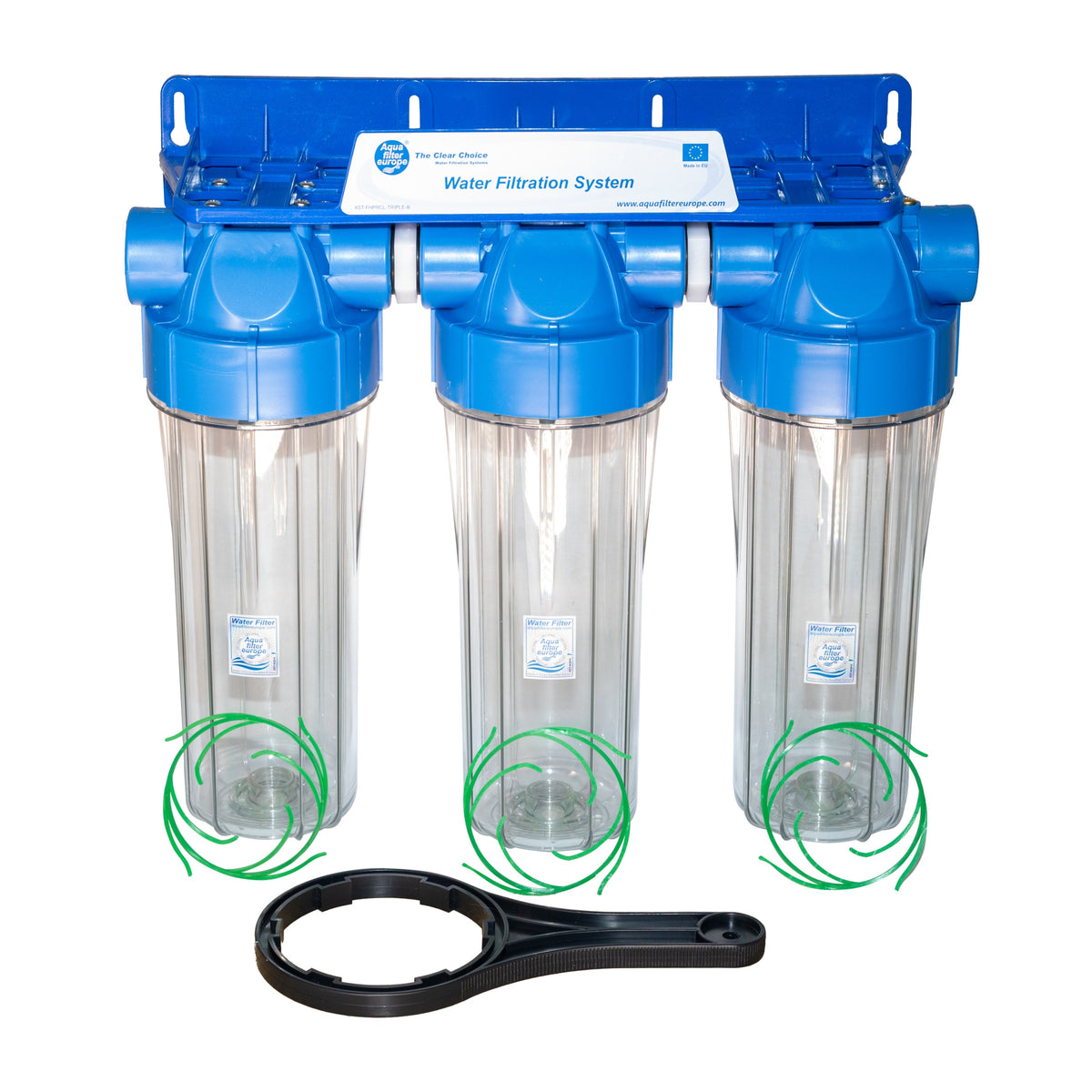 Triple filter 2-piece 10” set 3/4” Aquafilter FHPRCL34-B-TRIPLE