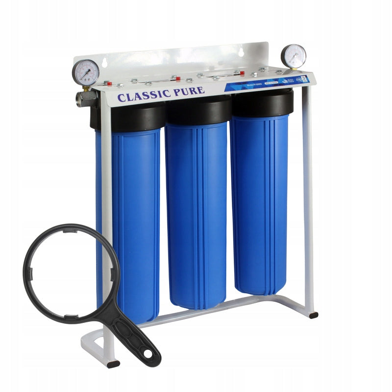 Triple set of in-line filters BB20 set of bodies 20BB 1", 2x pressure gauge