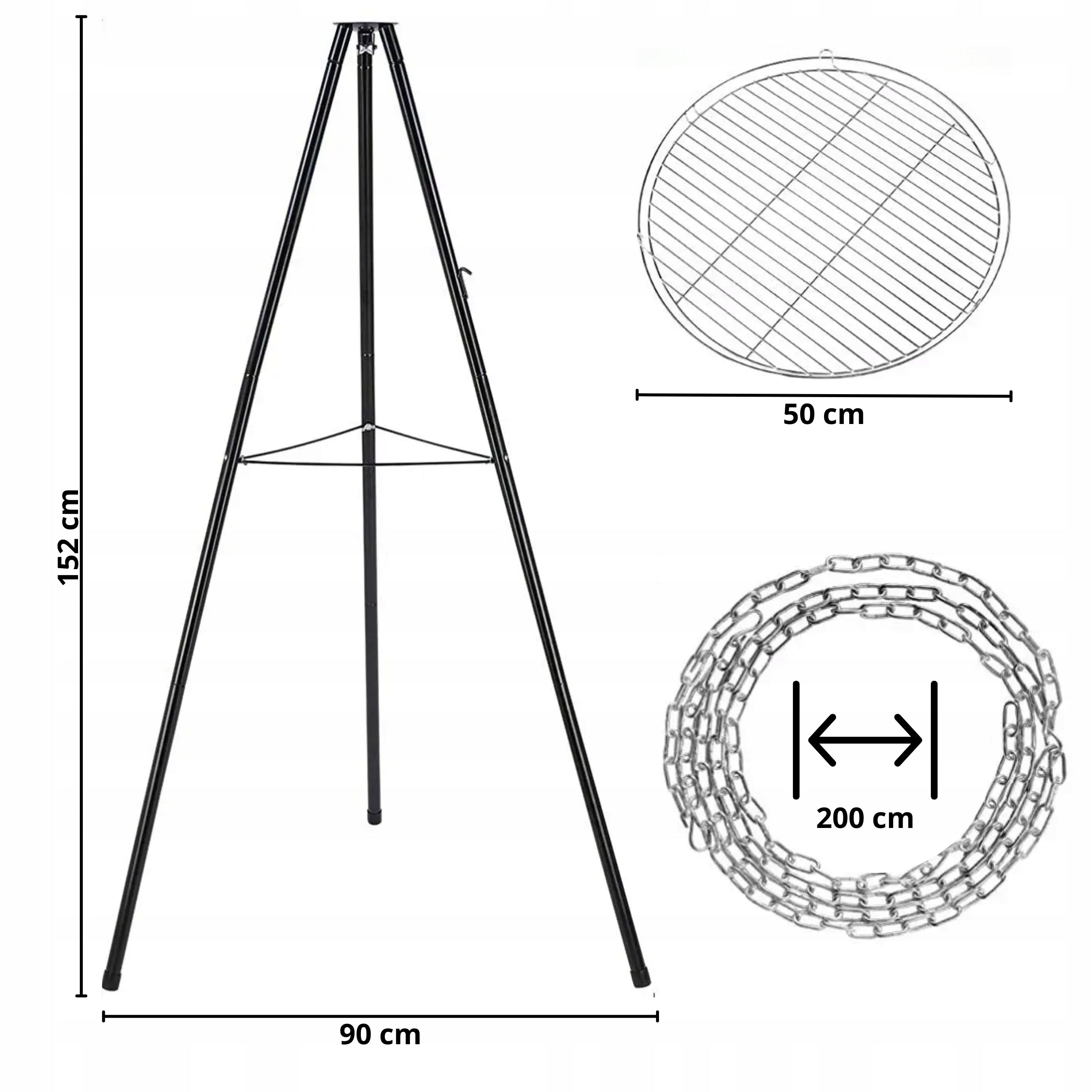 Tripod HAGE with steel grate 50 cm height 152 cm Material steel