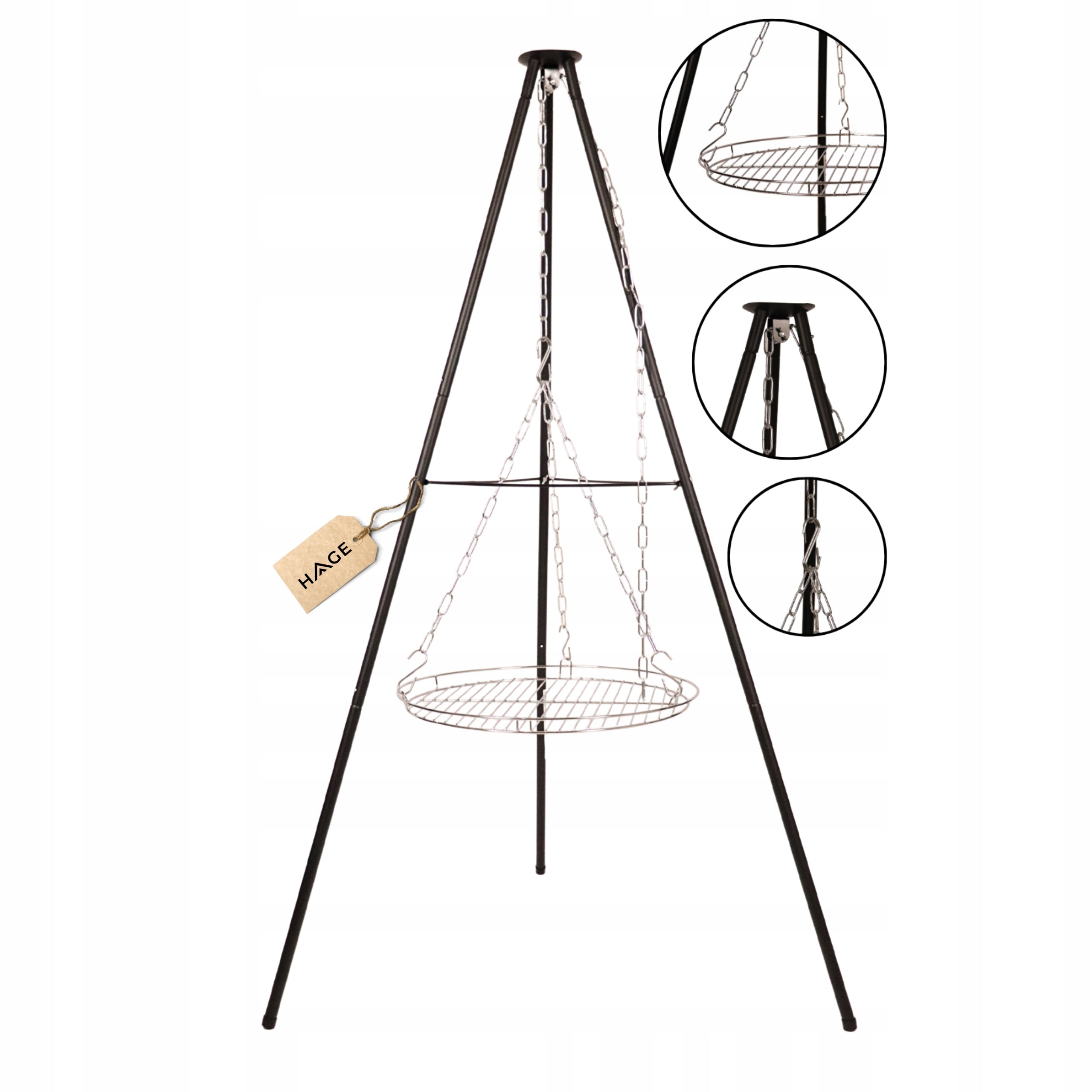 Tripod HAGE with steel grate 50 cm height 152 cm
