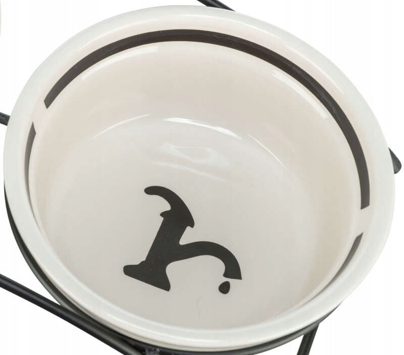 Trixie Ceramic bowl Water for dog white/black 0.6l/15cm Product weight with unit packaging 0.358 kg