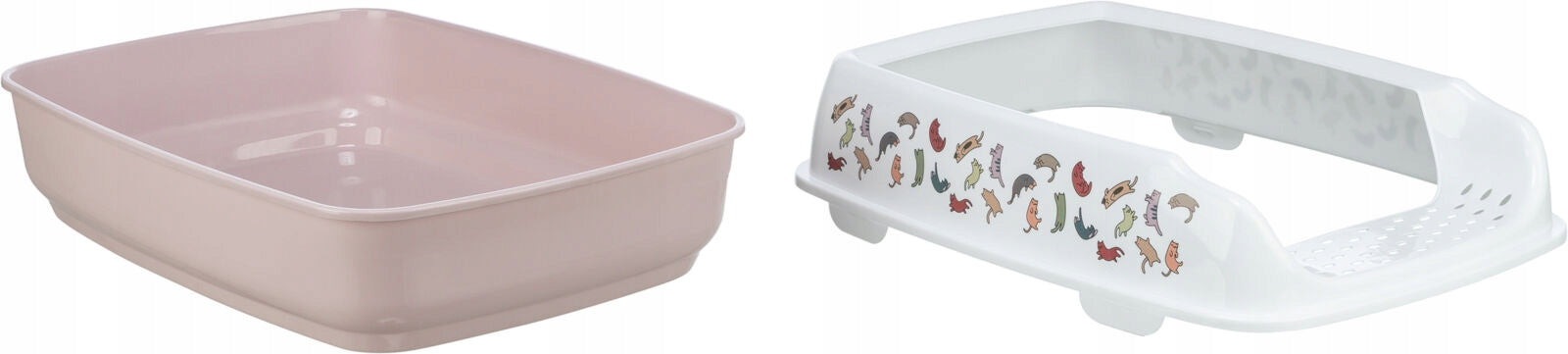 Trixie Delio cat litter box with lilac frame/white 38x20x50 cm with print Length 50 cm