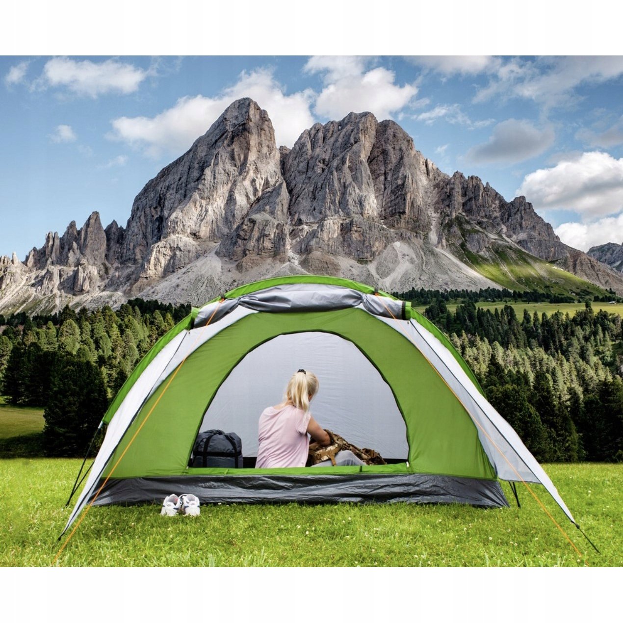 Trizand 23483 Stan Nevada pro 4 osoby, zelenošedá Model Namiot na Kemping