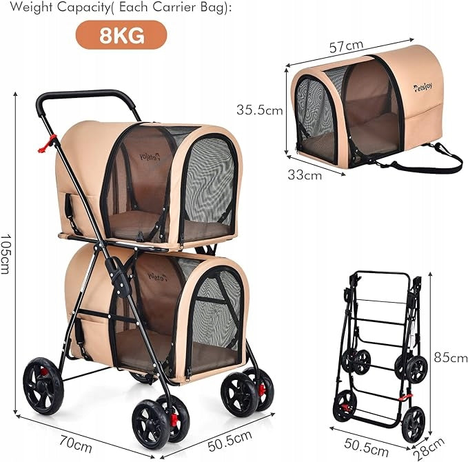 Trolley Costway beige size. S/M FOR SMALL ANIMALS Main material fabric