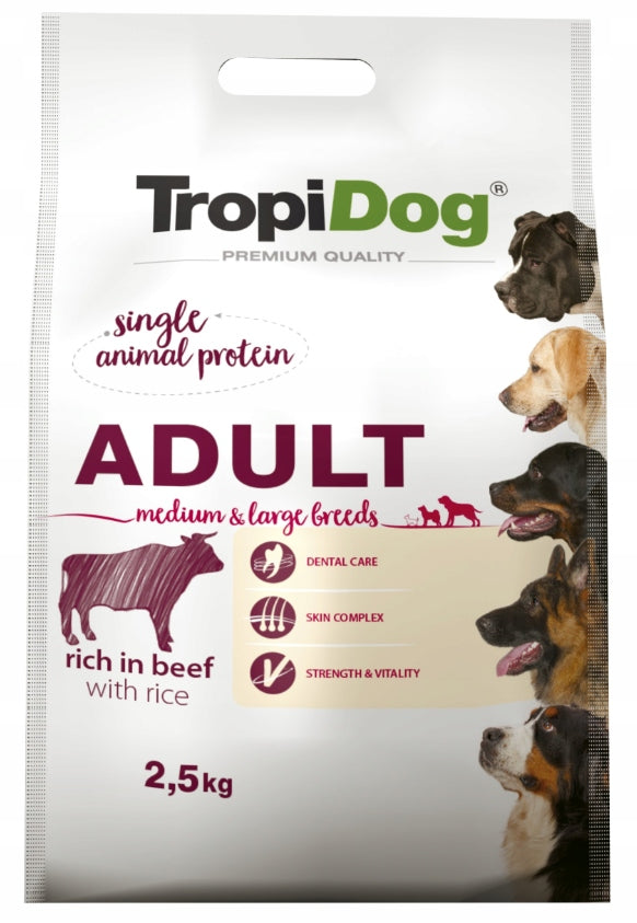 TropiDog Premium Adult M/L Beef & Rice 2,5kg
