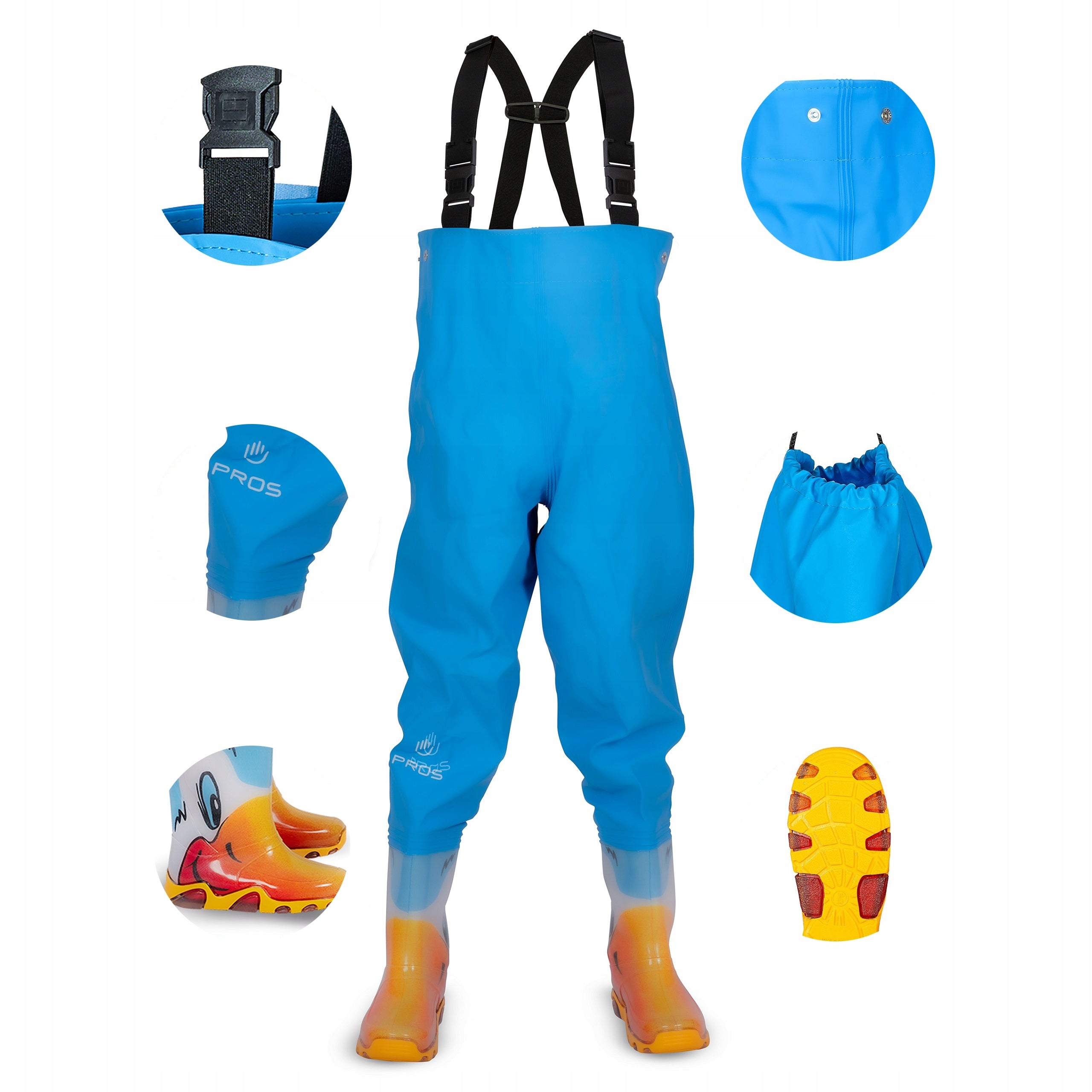 Trousers Wodery for Young Fisherman with Harness Rubber Boots Polish Brand Pros
