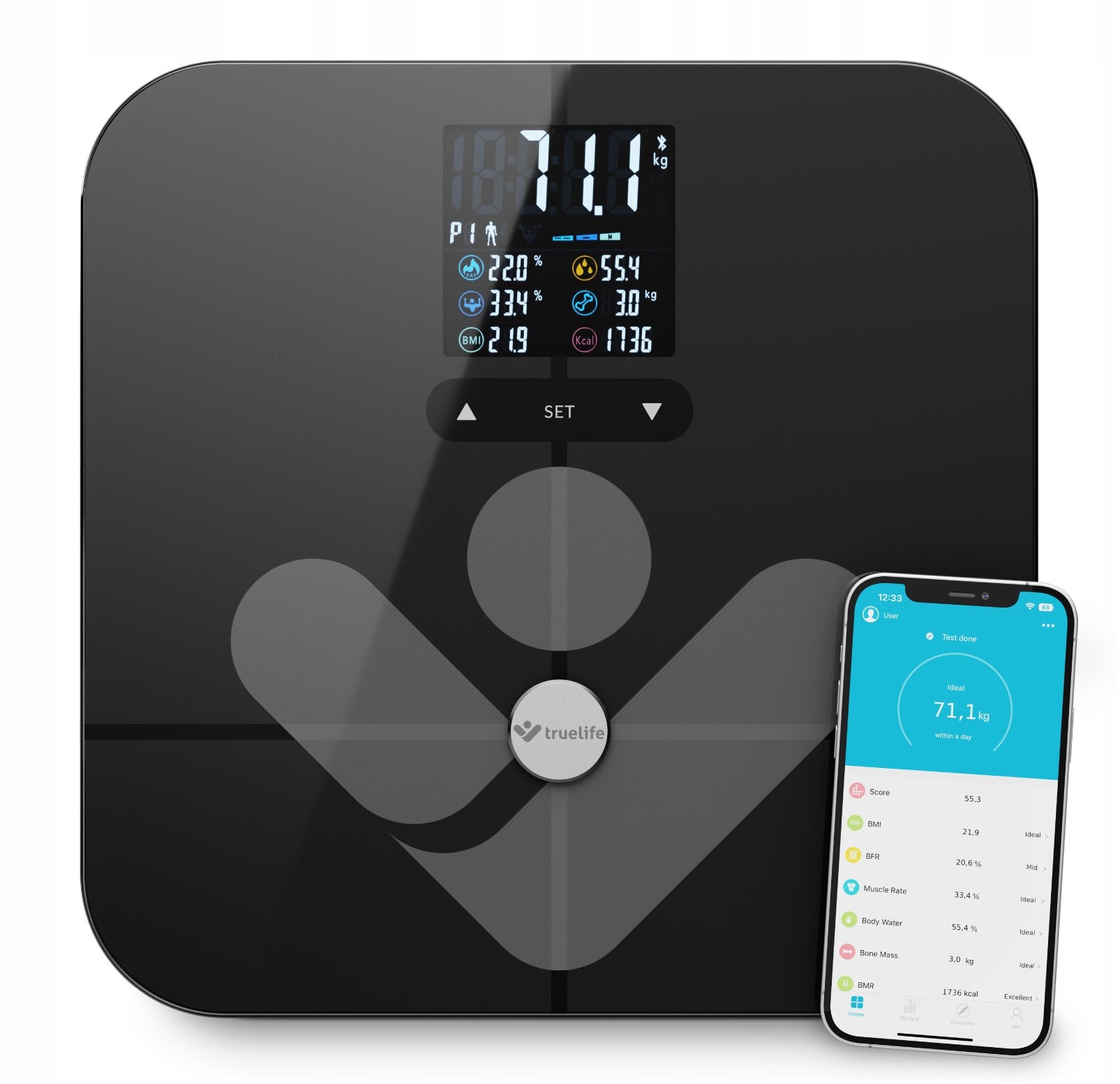 TrueLife Fitscale W7 BT Analytical Bathroom Scale (Black)