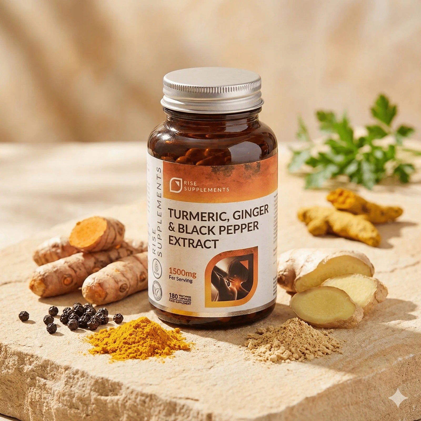 Turmeric, Ginger and Black Pepper Extract 750mg - 180 Capsules Name other