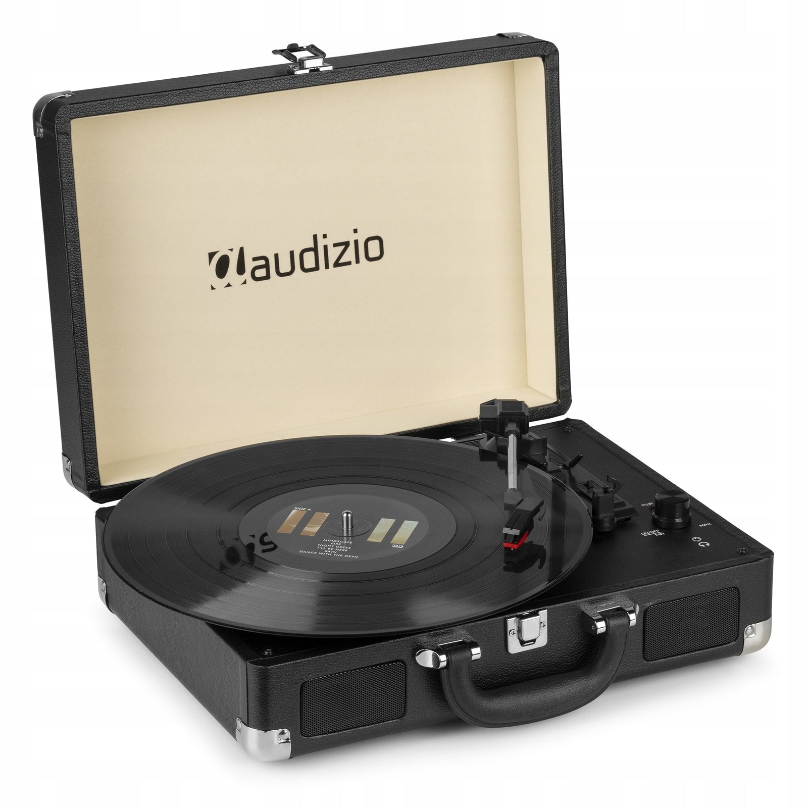 Turntable in case with stereo speakers conversion vinyl Audizio black Brand Audizio