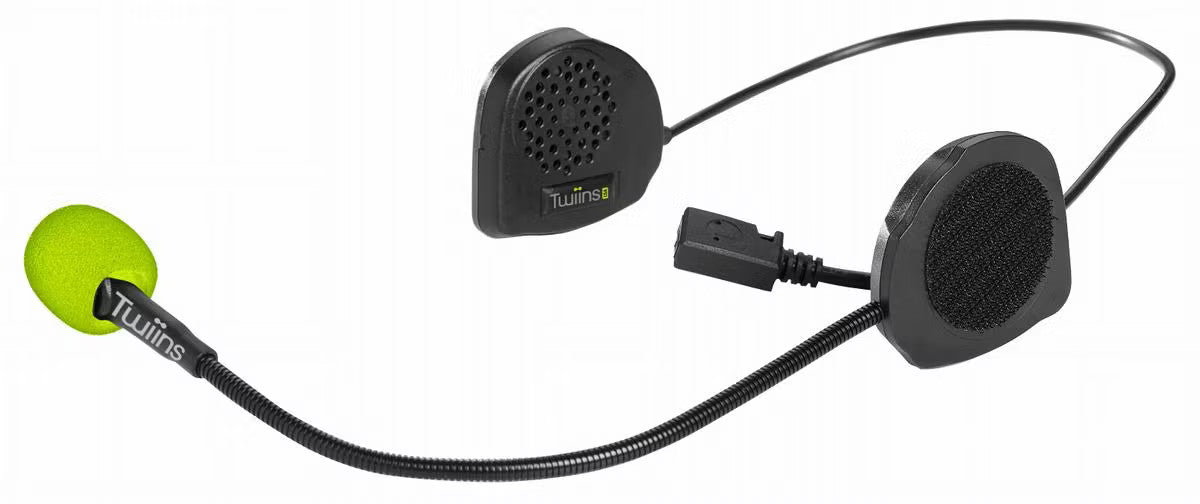 Twiins D2 Bluetooth Headphones for Motorcycle Helmet Intercom 2 Speakers