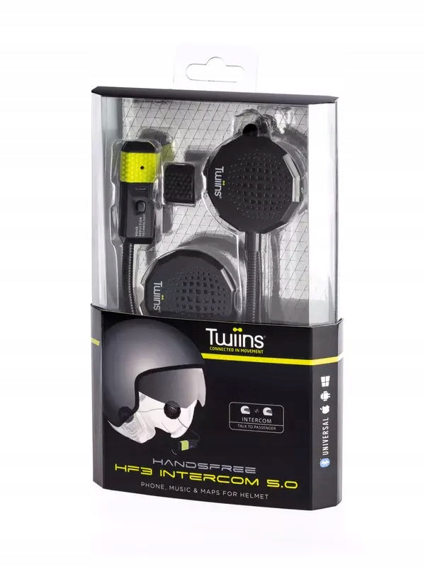 Twiins HF3 Dual Motorcycle Bluetooth Intercom, Secure Calls and Music Manufacturer INTERPHONE