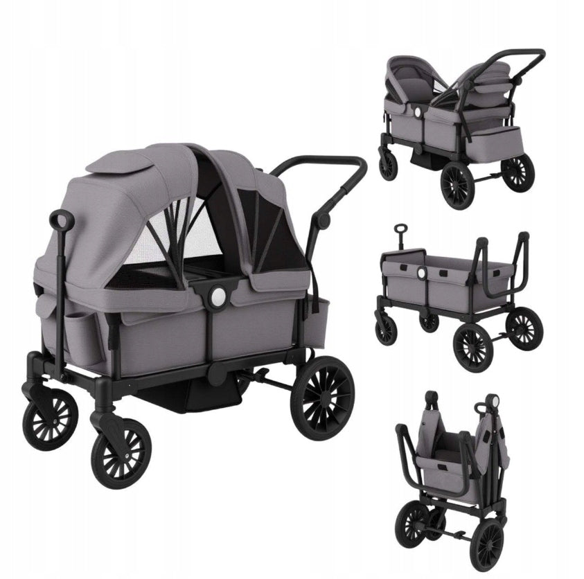 Twin Stroller 2 Person Stroller Folding Grey 2x25 kg, Beach