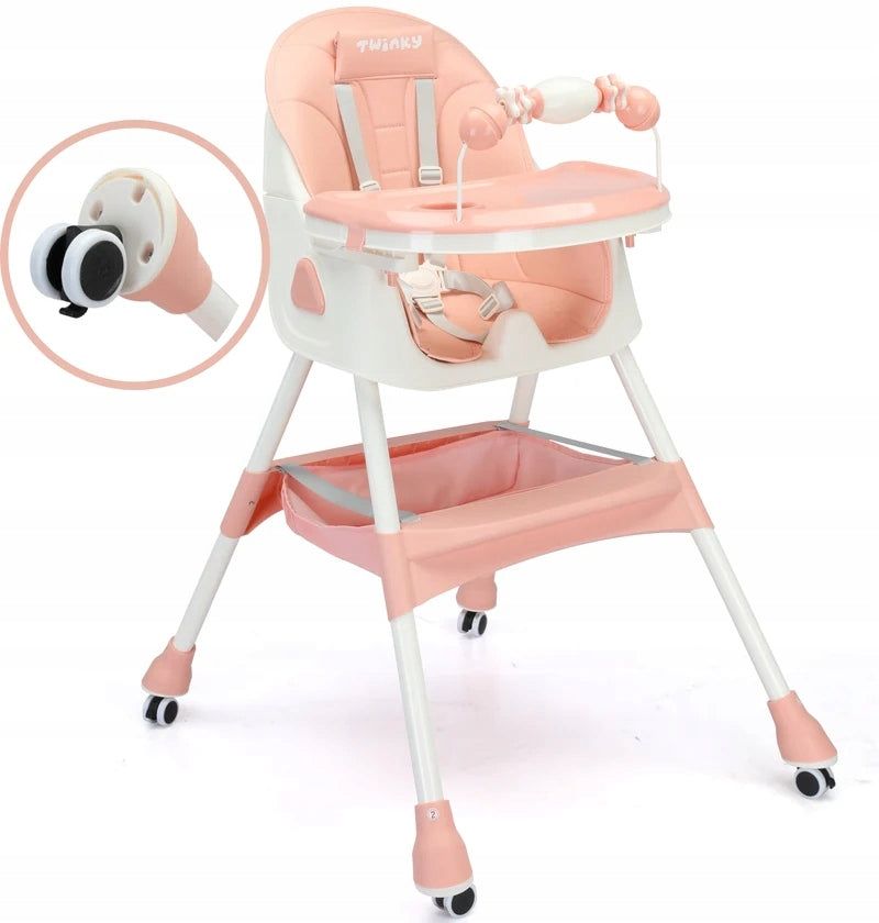 Twinky Baby MAXI 2-in-1 Feeding Chair - Adjustable - Pink