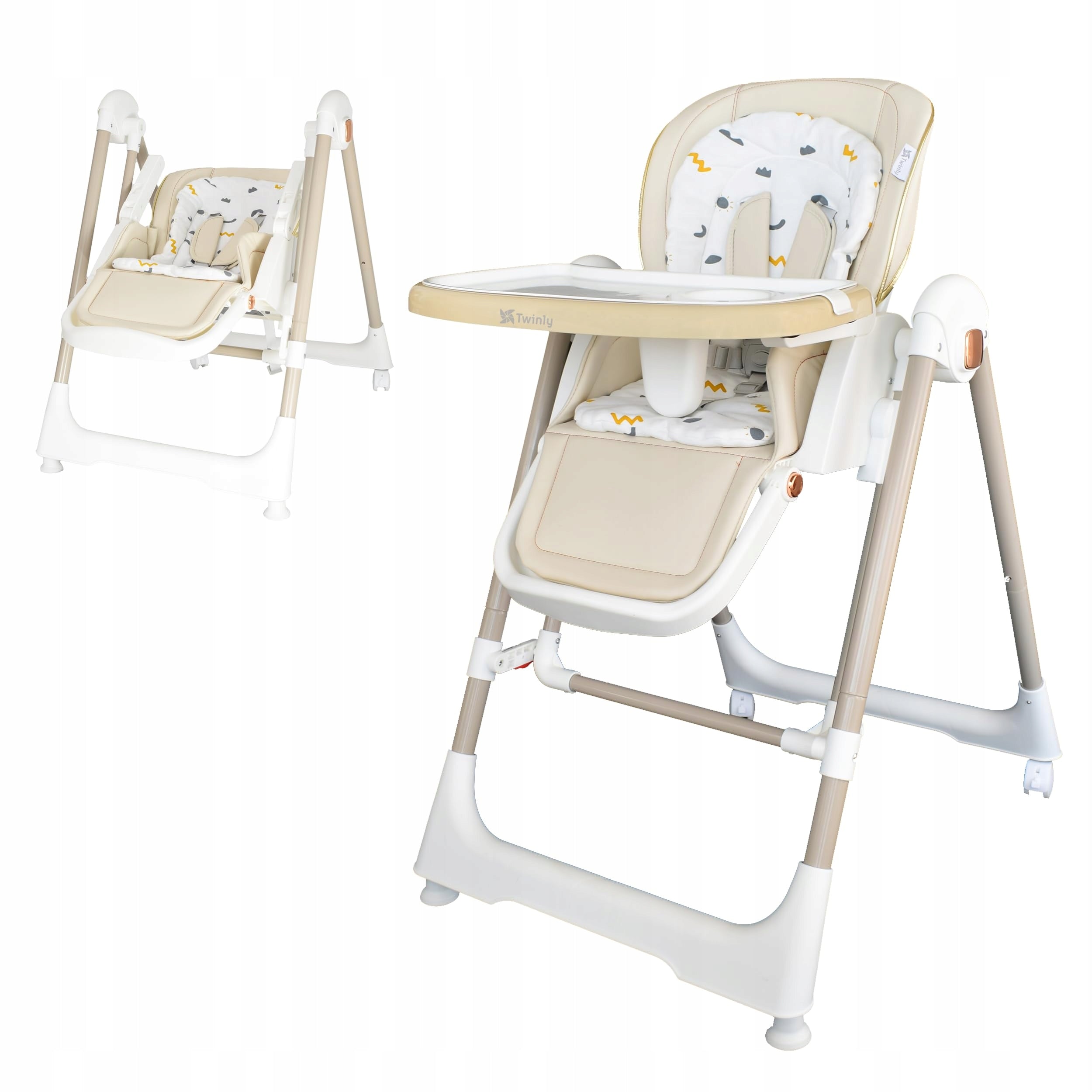 Twinly 3-in-1 Infant Highchair Movity: Sun Lounger, Swing - Grey