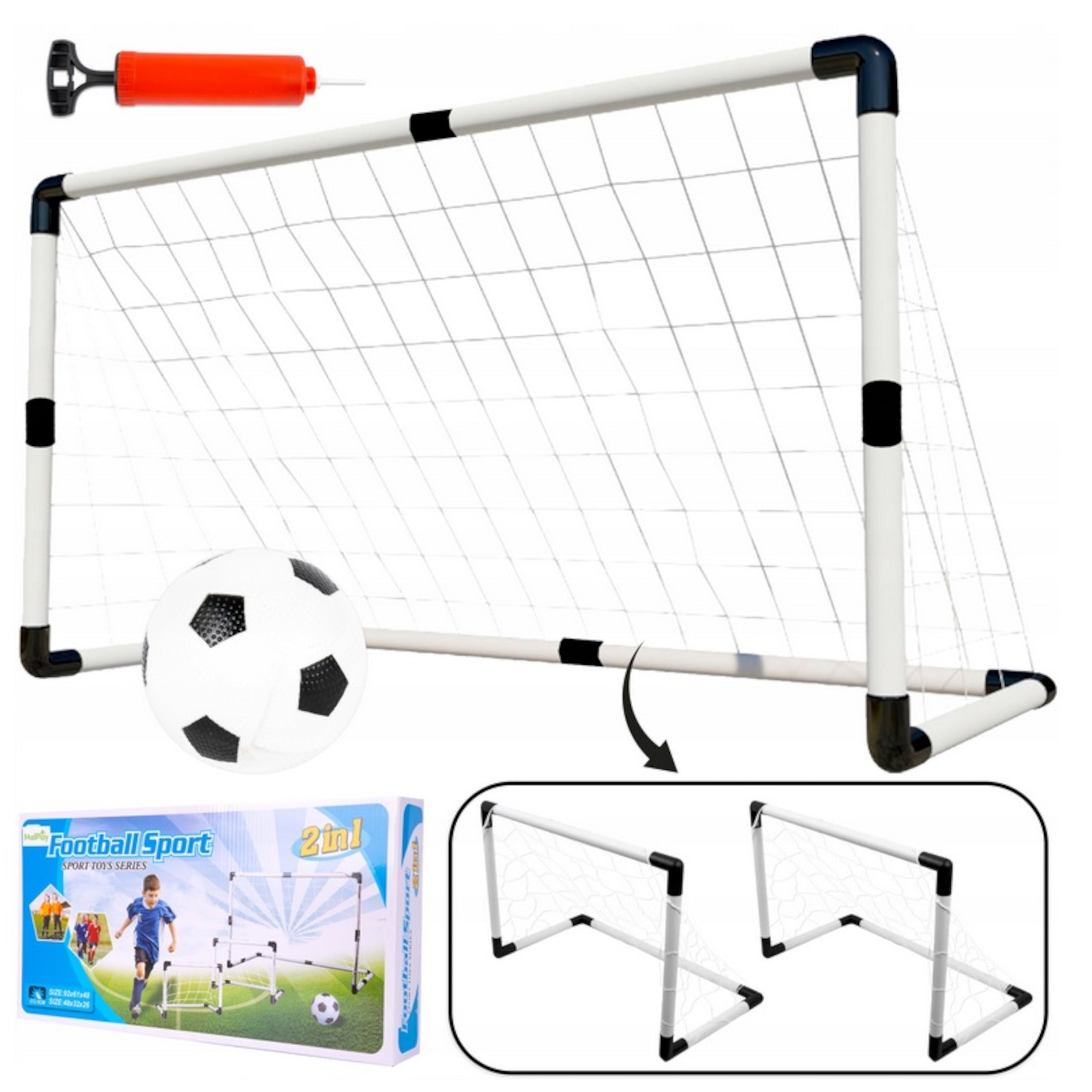 Two Goals 2in1 Large Football Goal Training Portable For Kids