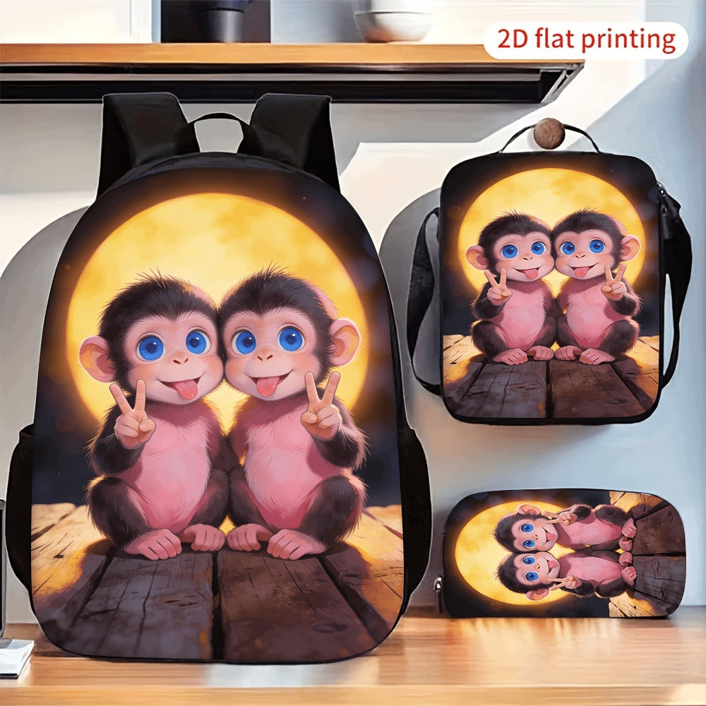 Two Monkeys Yellow Moon 3-Piece Backpack Set