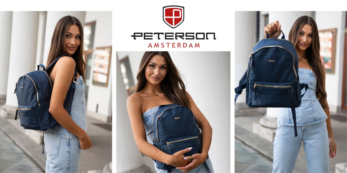 Two-chamber backpack for women capacious city to work at university Peterson Packaging status original