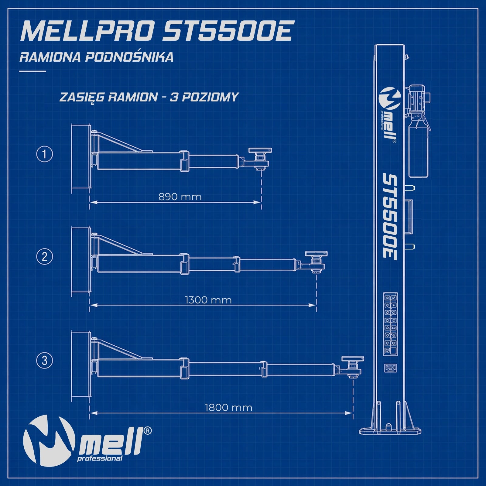 Two-column LIFT 5500kg WIDE 400V MELL PRO Manufacturer code ST5500
