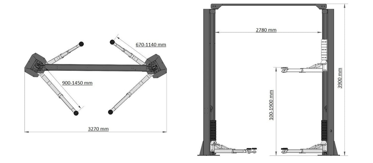 Two-column lift Automatic 4t Well Kraft L-2140B/400V Manufacturer code 004733/400