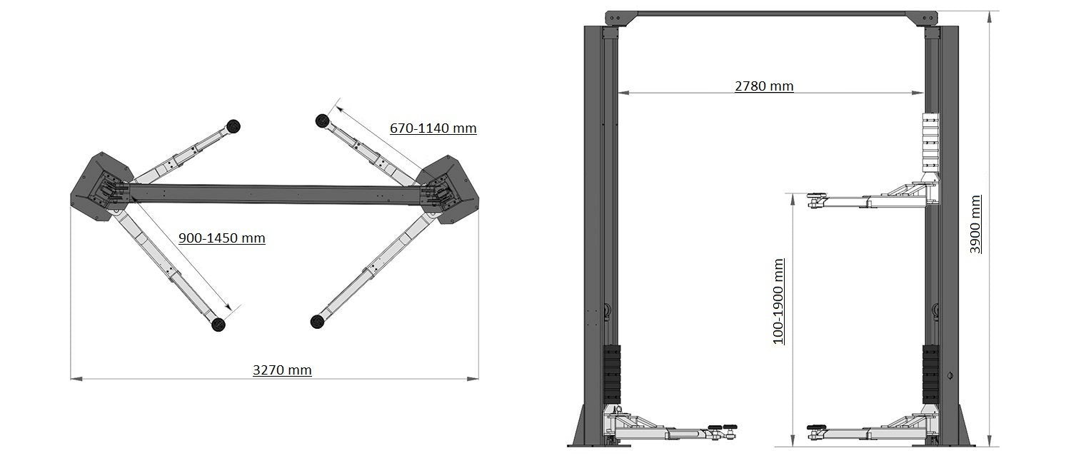Two-column lift Automatic 4t Well Kraft L-2140B/400V Manufacturer code 004733/400