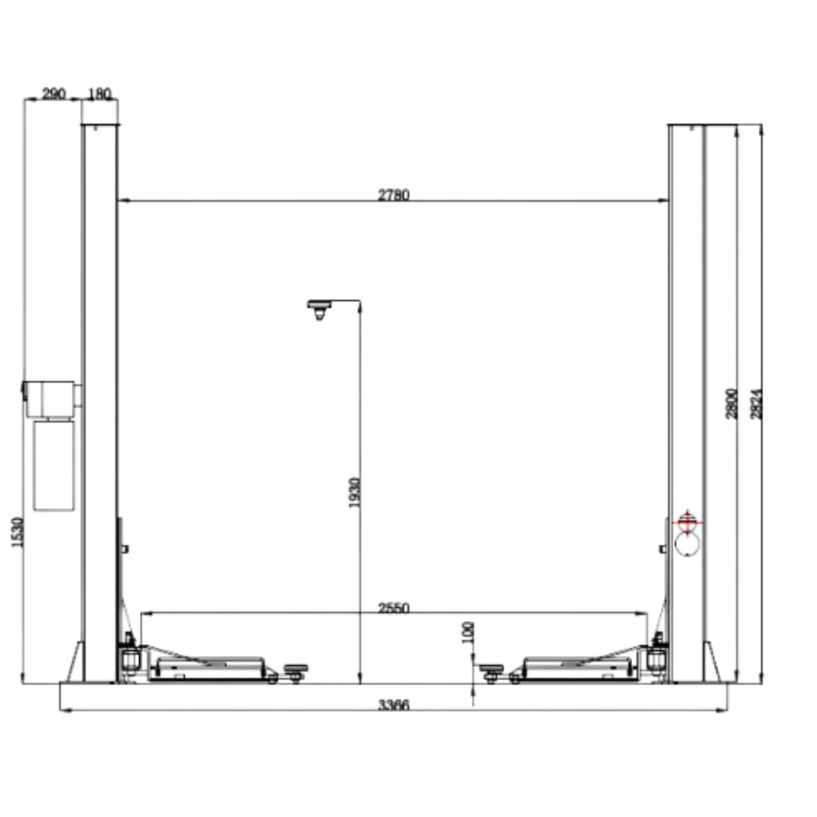 Two-column semi-automatic car lift 4T 230V 2.40M GRUBBER Manufacturer code 2.40M