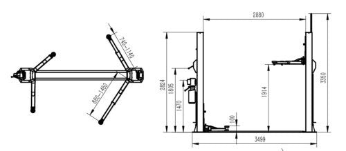 Two-column semi-automatic lift 4t Well Kraft L-2040S SE/400V Manufacturer code 008815/400V