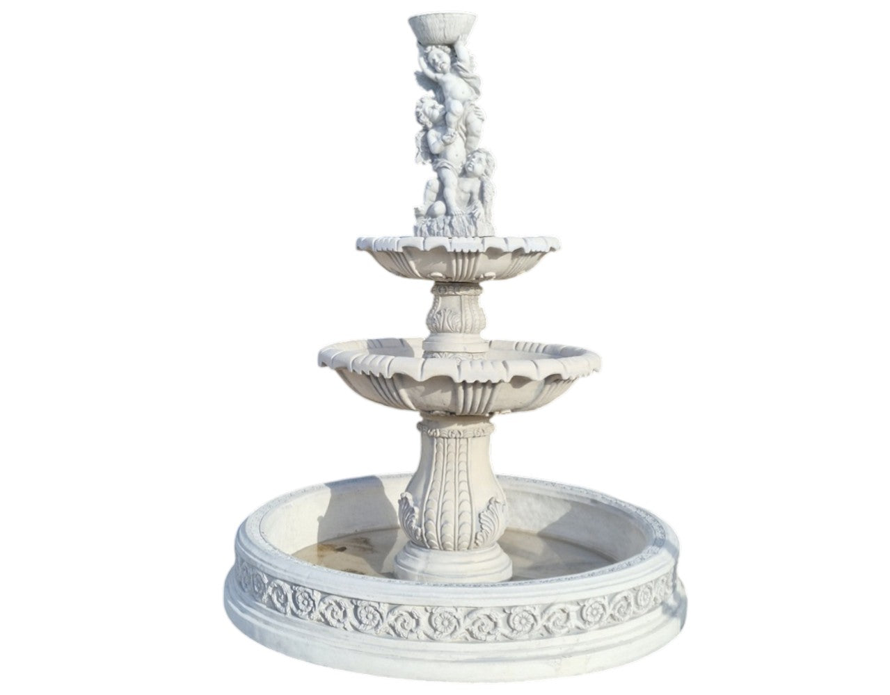 Two-level fountain Adda Pool with Amorki Bottom White cement figure Manufacturer code Fontanna Adda 2poź Amorki