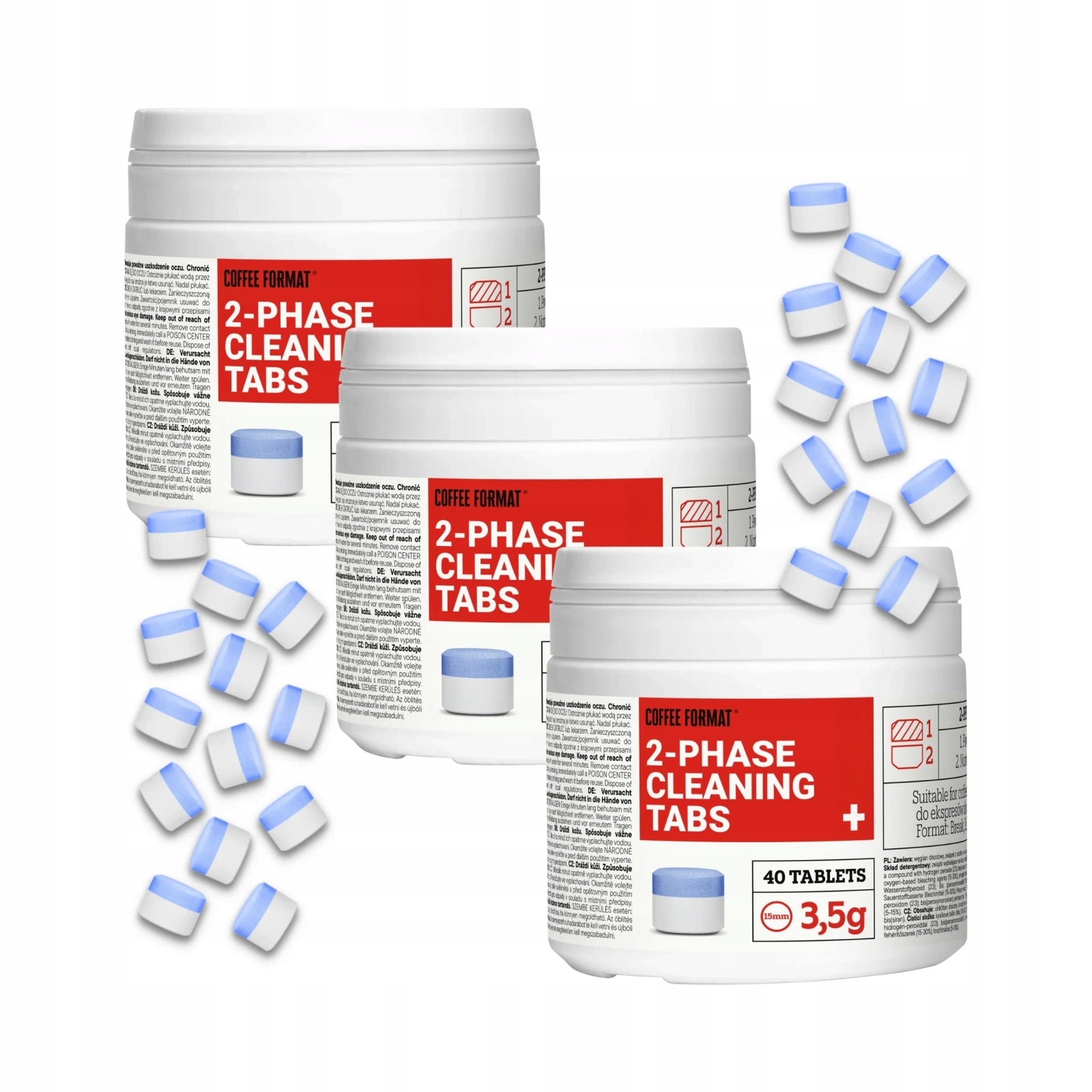 Two-phase cleaning tablets for Coffee Format machine set of 3x 40 pcs