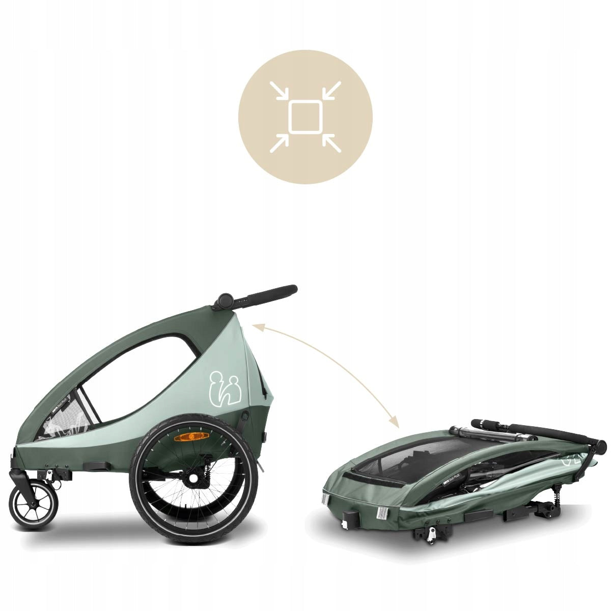 Two-seater bicycle trailer solid Hauck Dryk Duo Plus Dark Green Length 67 cm