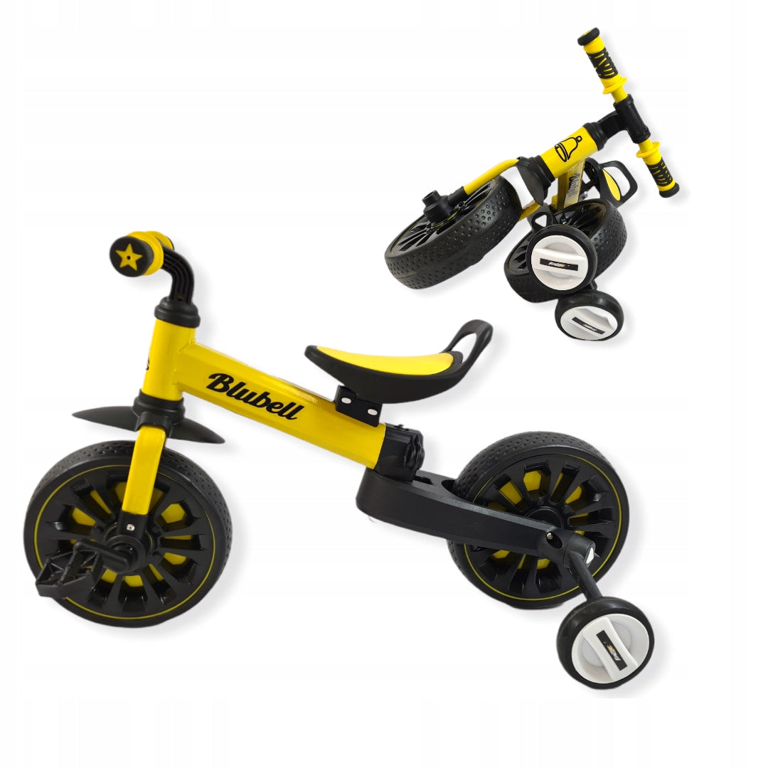 Two wheel balance bike plus auxiliary wheels 4in1 folding 110 yellow