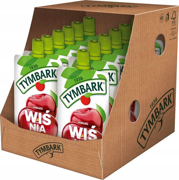 Tymbark Apple-Cherry-Taste Mousse - Banana 120 g x 12 Pieces Brand Tymbark