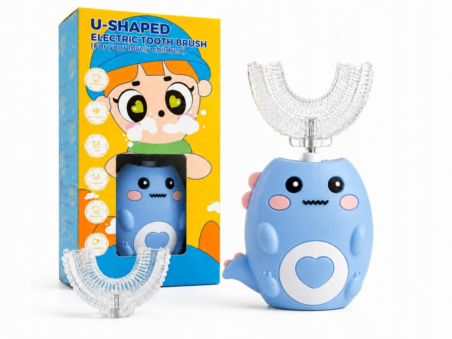 U-shaped electric toothbrush for children, with 3 modes