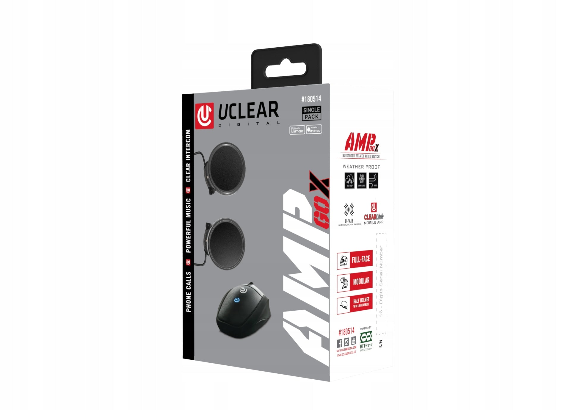 UCLEAR AMP GO X Motorcycle Intercom for Large Groups, 800m Range, 12h size