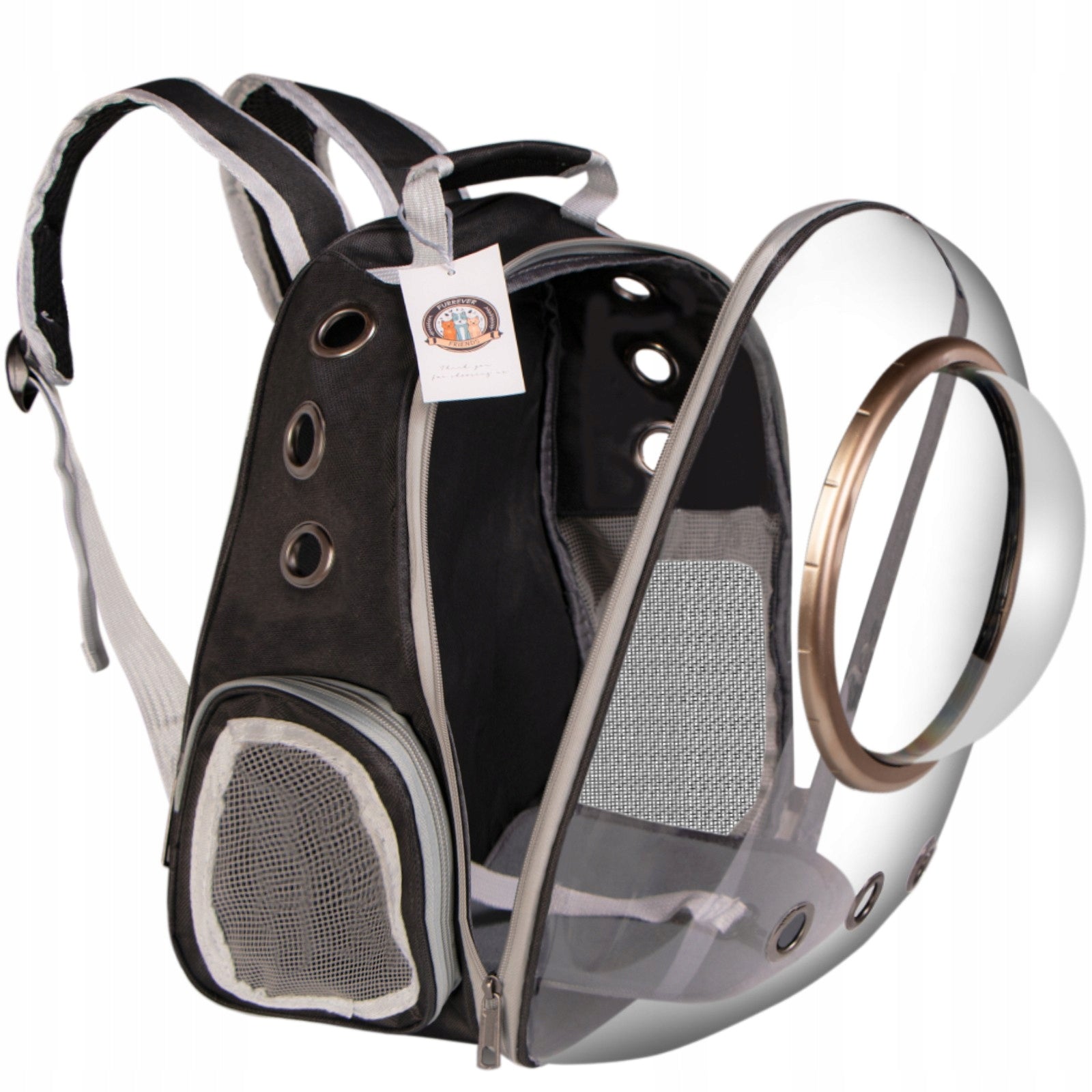 UFO BACKPACK FOR CAT RIGID TRANSPORTER TRANSPARENT KITTEN IN VIEW Product depth 40 cm