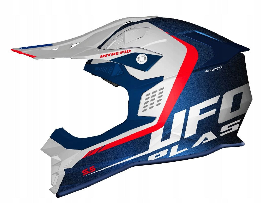 UFO HELMET INTREPID CROSS WHITE/BLUE/RED FLUO ECE 22R06 S