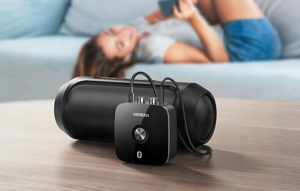 UGREEN CM106 Bluetooth 5.1 Adapter 2xRCA Jack 3.5mm aptX HD USB-C Black Packaging status original