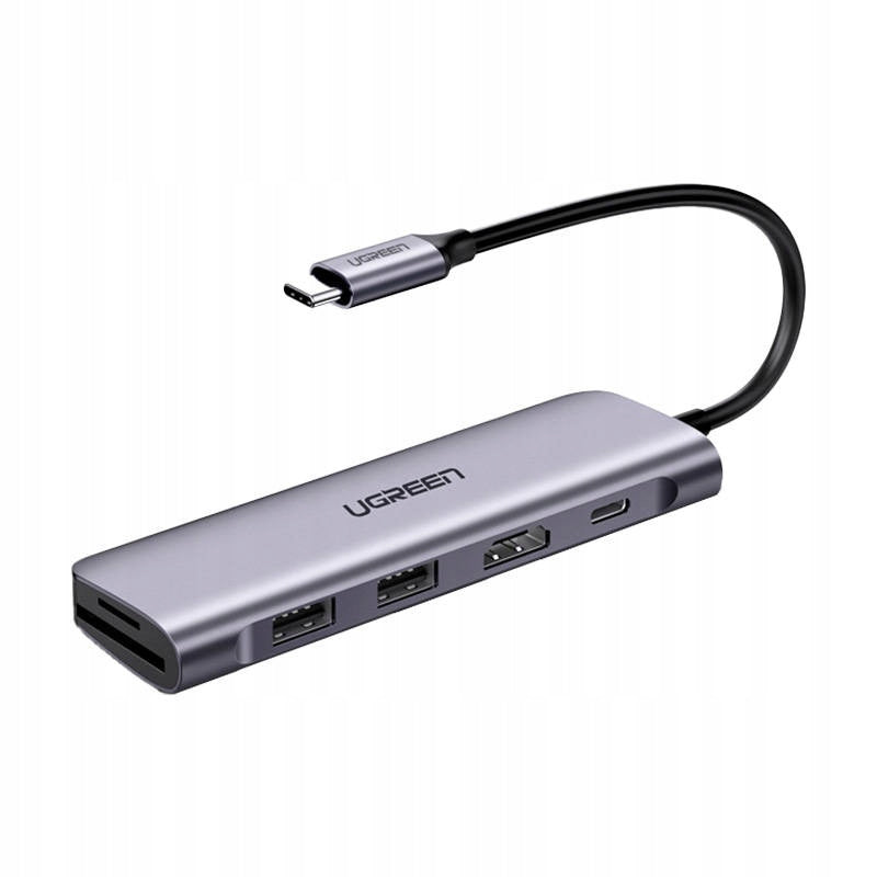 UGREEN CM195 Hub USB-C HDMI 2xUSB 3.0 SD TF PD 100W 5Gbps 15cm Alu PC Cable Manufacturer code 15214