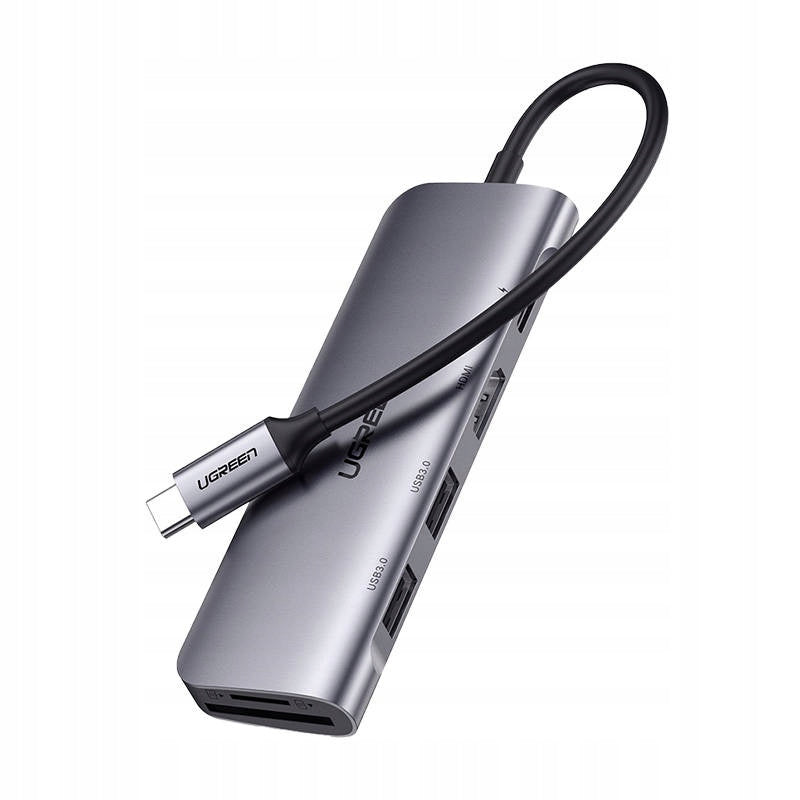 UGREEN CM195 Hub USB-C HDMI 2xUSB 3.0 SD TF PD 100W 5Gbps 15cm Alu PC Cable Packaging status original