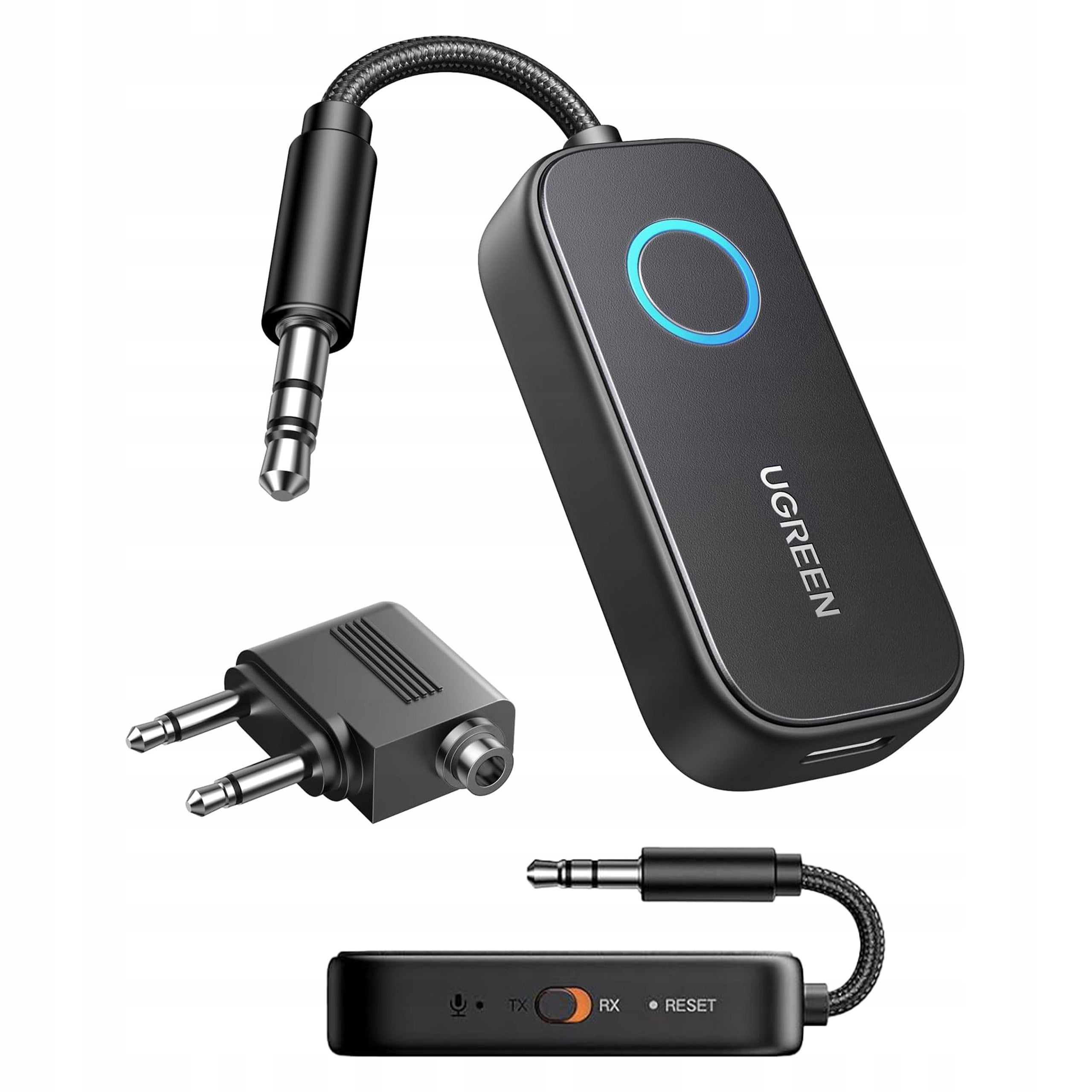 UGREEN Transmitter Bluetooth Receiver BT 5.3 Mini Jack 3.5mm 300mAh + Adapter