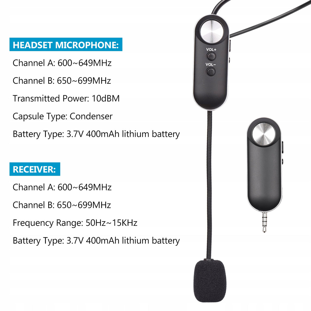 UHF Headset Wireless Microphone Professional YA Kit
