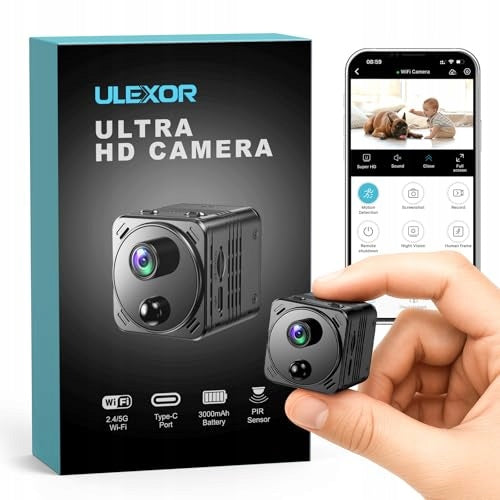 ULEXOR 4K Mini WiFi Camera Indoor PIR Motion Detection Night Vision