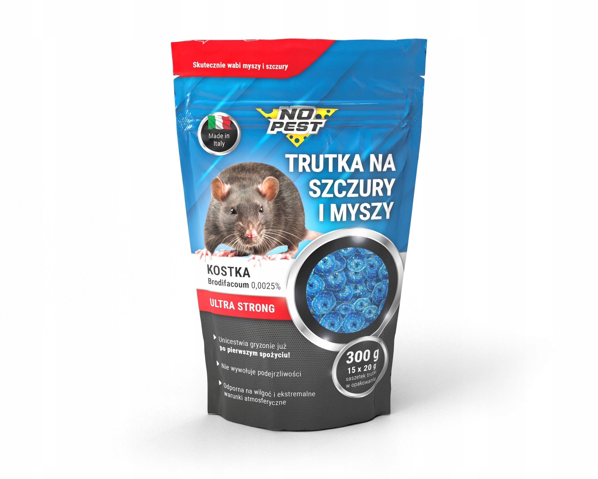 ULTRA STRONG POISON FOR RATS AND MICE CUBE NO PEST BRODIFACOUM 300G Manufacturer code Trutka na szczury No Pest Brodifacoum 300g
