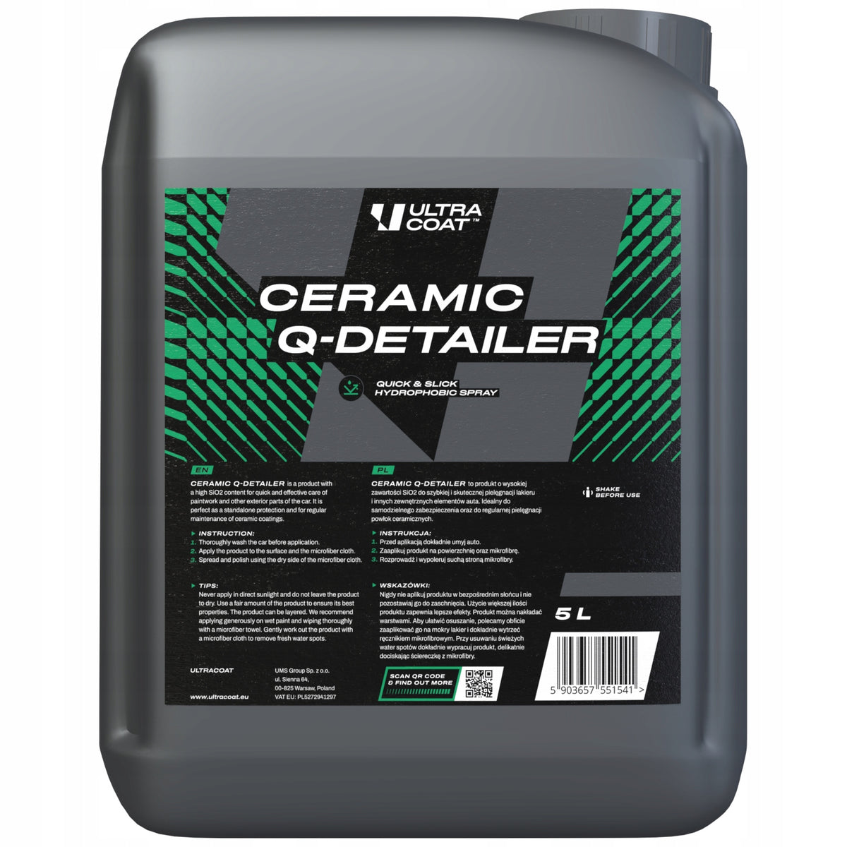 ULTRACOAT CERAMIC Q-DETAILER 5L CERAMIC QUICK DETAILER POLISHES VARNISH