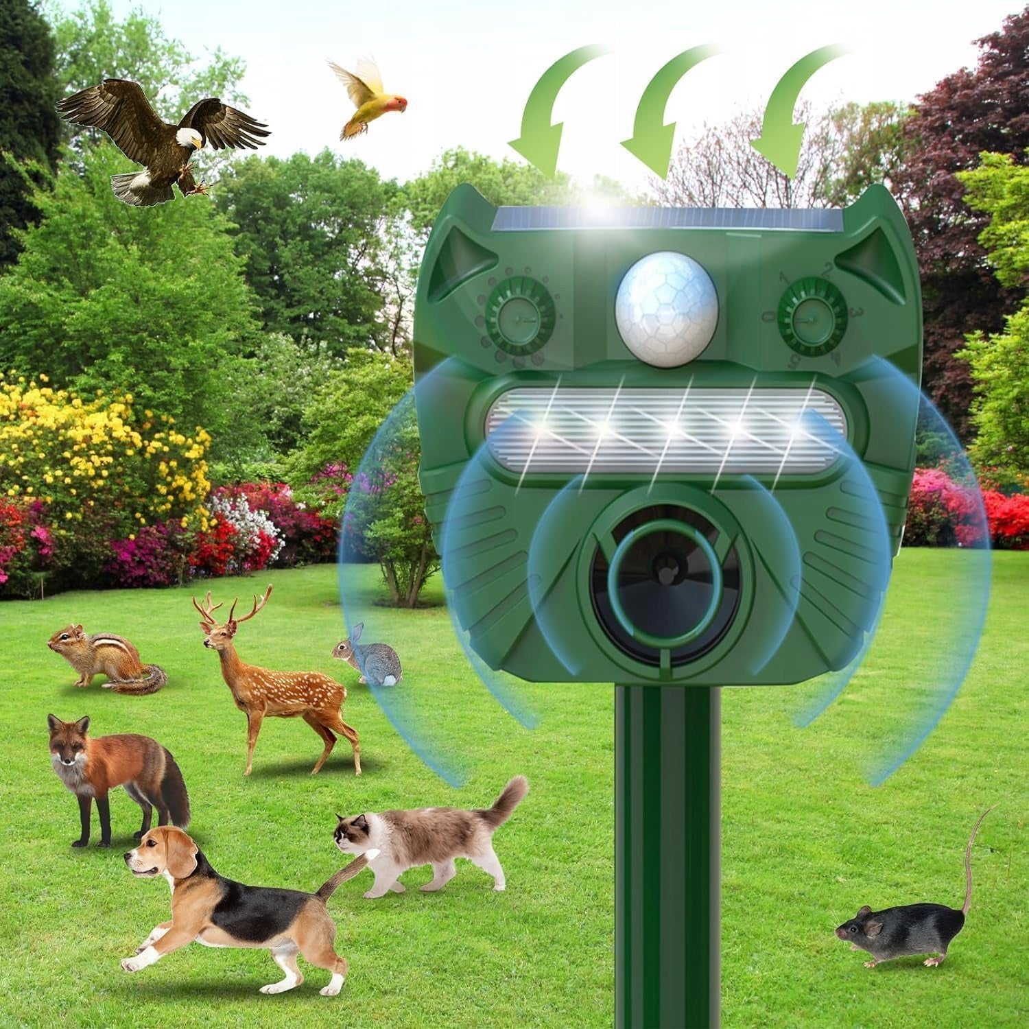 ULTRASONIC DEER REPELLENT WILD ANIMAL DETERRENT 5 MODES Manufacturer code 6974715547492