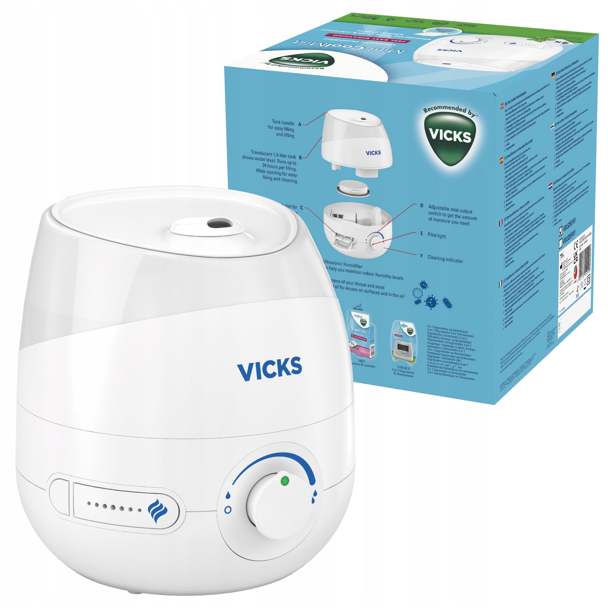 ULTRASONIC HUMIDIFIER VICKS MINI COOL MIST VUL525E4 Packaging status original